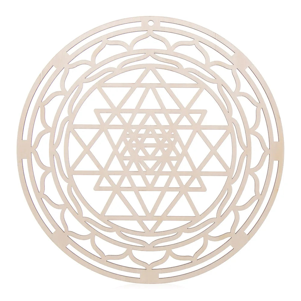 coasters bois clair gravure circulaire fleur vie om lotus minimaliste 14cm 30cm