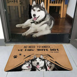 tapis d'entrée moderne chiens boxers rottweilers texte antidérapant marron clair extérieur 50x70cm