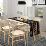 table runner géométrique tribal moderne noir marron blanc ethnique polyester 274cm 183cm 91cm 33cm