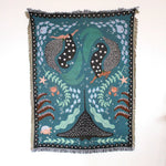 tapis boho floral franges crochet marron jaune beige rose vert