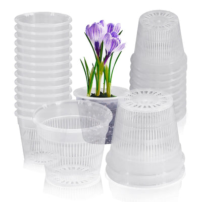 Pot orchidée transparent blanc avec trous