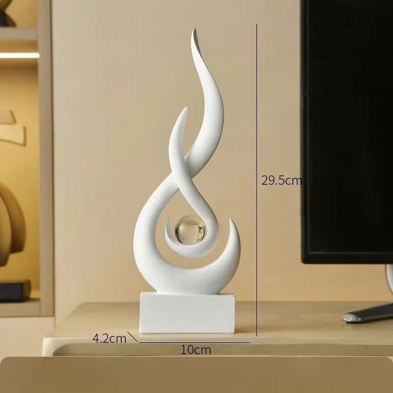 Sculpture décorative abstraite spirale sphère transparente moderne minimaliste noir blanc