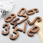 plaque porte numéro maison bois noyer poli adhésif classique marron clair 3d lettres graine