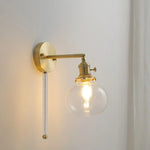 lampe murale moderne or transparent rayures ampoule led cordon interrupteur vintage électrique