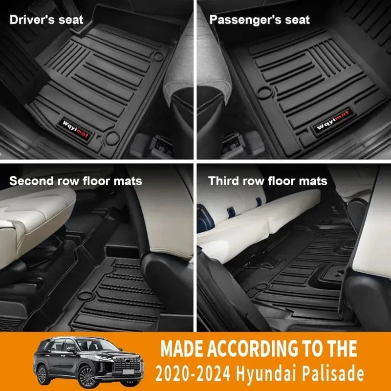 tapis sol hyundai palisade 2020 2025 noir texture rugueuse moderne tapis conducteur passager deuxième
