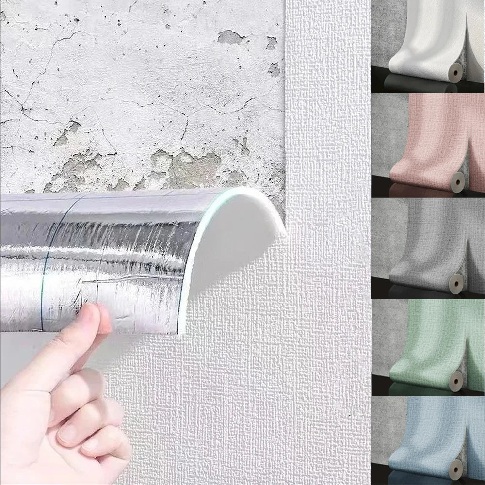 papier peint moderne autocollant blanc texture tissu résistant l'eau anti moisissures respectueux environnement extra