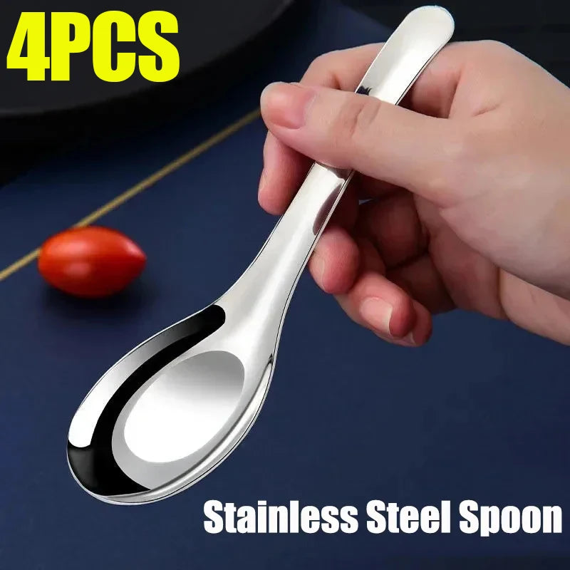 cuillères soupe cuillers inox argentées modernes 16cm 15cm 14cm lisses brillantes minimaliste