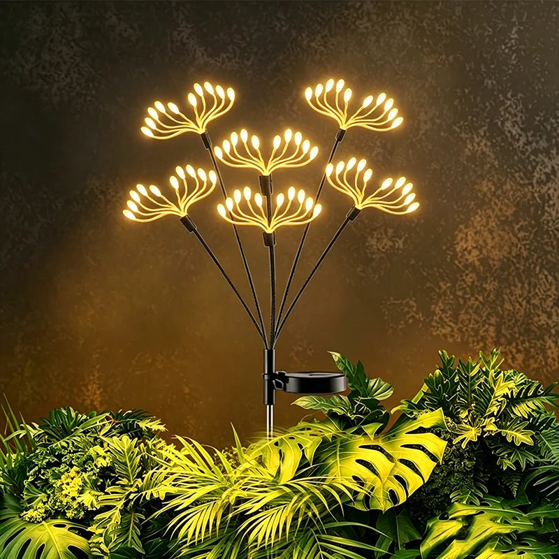 décoration extérieure solaire 60led fleurs dorées moderne autoinstallation rgb jardin