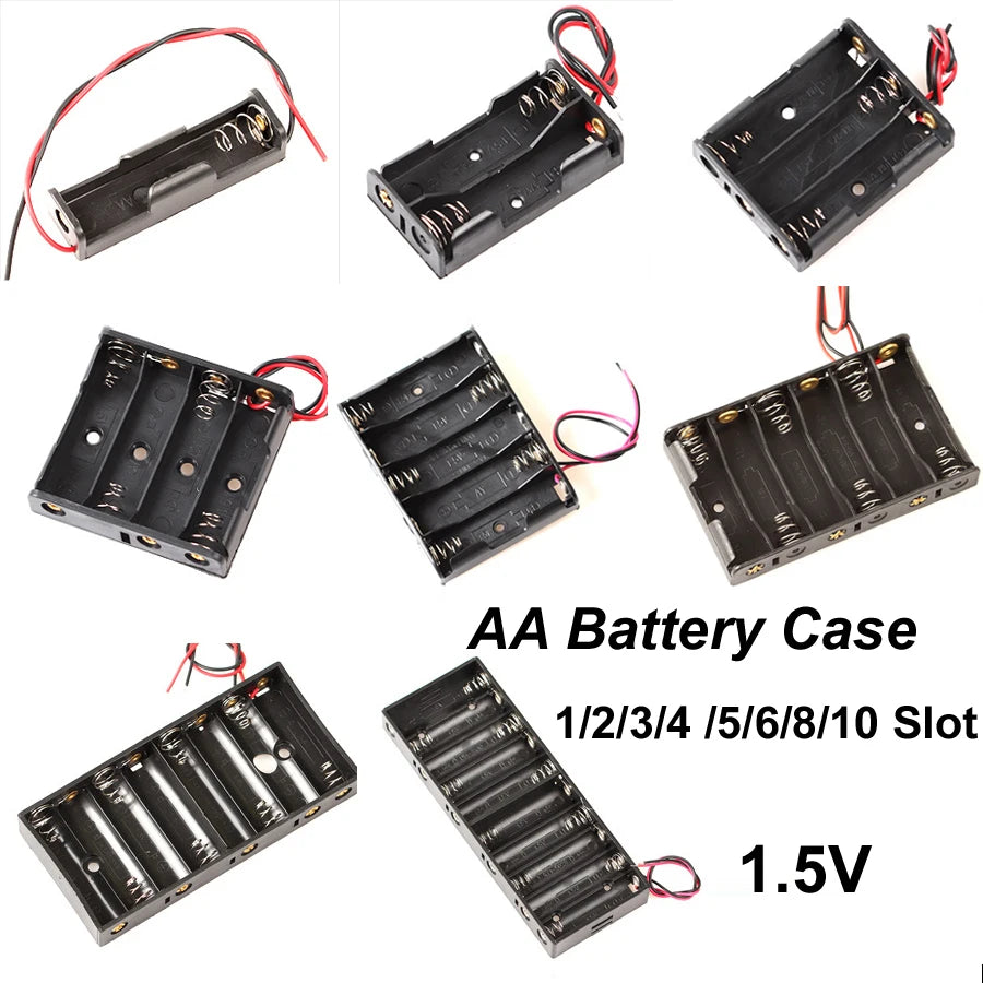 boîtes stockage batteries aa noires clips câbles pratique multifonctionnelle rangement diy 10 emplacements
