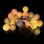 Détail des boules de coton LED de 3 cm sur la guirlande