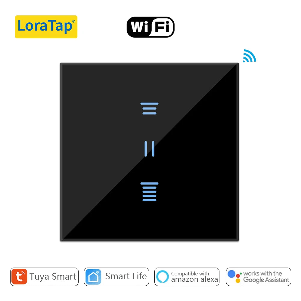 interrupteur intelligent rideau roulant wifi google alexa app smart life blanc moderneécran tactile