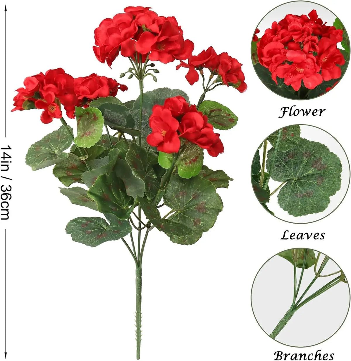 fleurs artificielles soie rouge vert modernes décoration intérieure anniversaire mariage baby shower