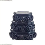 Support plantes bois gravé vase floral plante décorative figurine traditionnelle classique