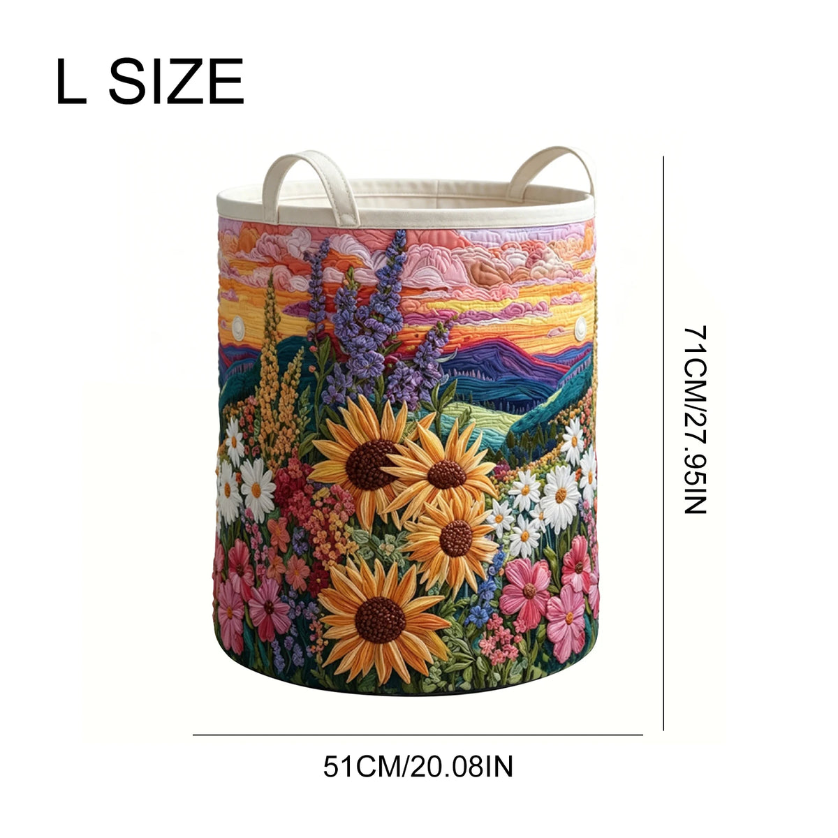 panier linge pliable multicolore paysage floral moderne anneaux métalliques poignées réutilisable polyester chambre enfant