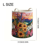 panier linge pliable multicolore paysage floral moderne anneaux métalliques poignées réutilisable polyester chambre enfant