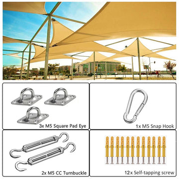 voile d'ombrage triangle beige tente soleil jardin extérieur guirlande lumineuse led usb