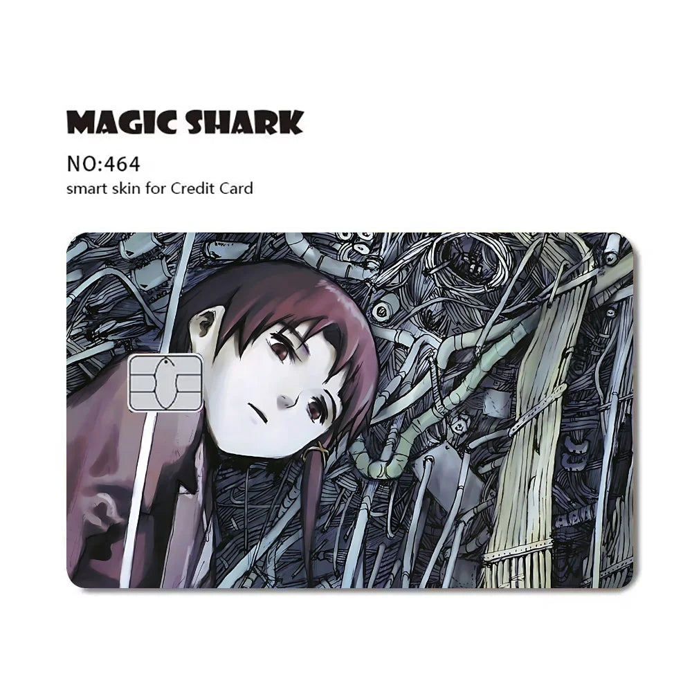 cartes crédit personnalisables dessin animé serial experiments lain stickers adhésifs multicolores opaques illustration américaine