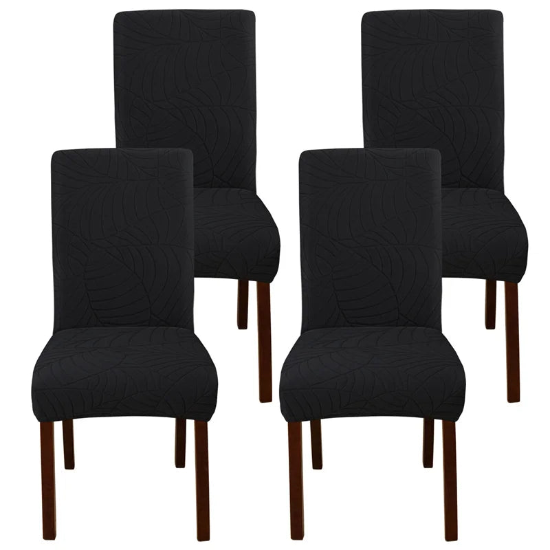 housse chaise velours motif feuilles extensible élastique fauteuil salle manger moderne