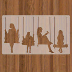 silhouettes personnes balançoires blanc brun minimaliste cadre transparent adhésif décoration mur diy maison