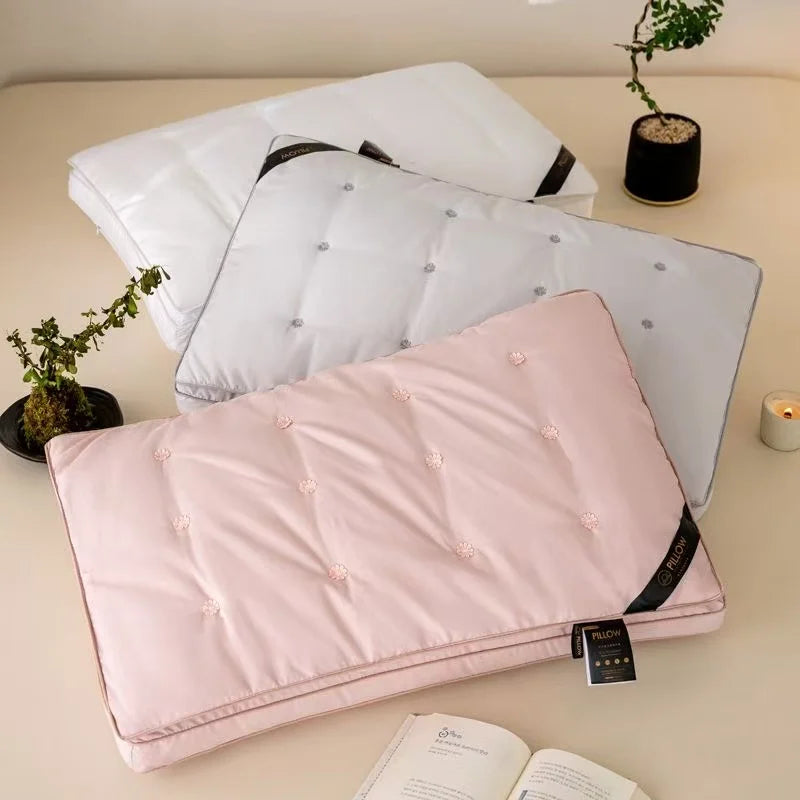 oreiller blanc moderne élégant patchwork fleur coton polyester 48x74cm doux léger massage qualité supérieure