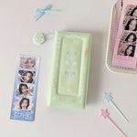 porte cartes kawaii floral rose vert bleu violet blanc cartes autocollants(chainette)