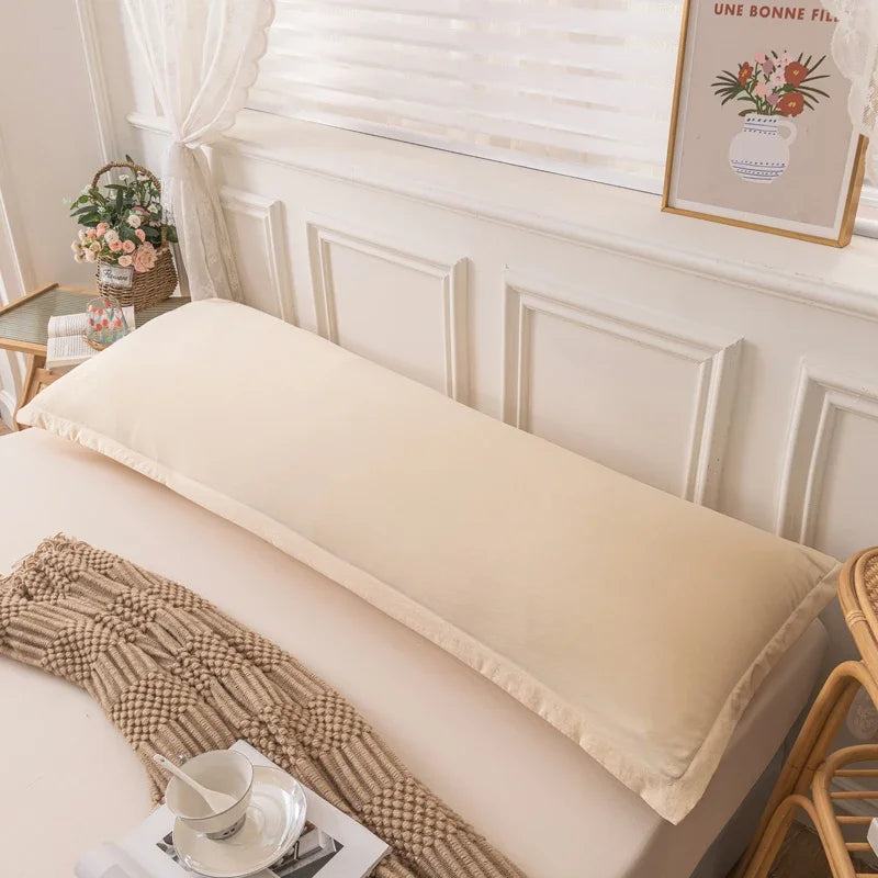 taie d'oreiller longue couple beige grande taille coton moderne lit double confort