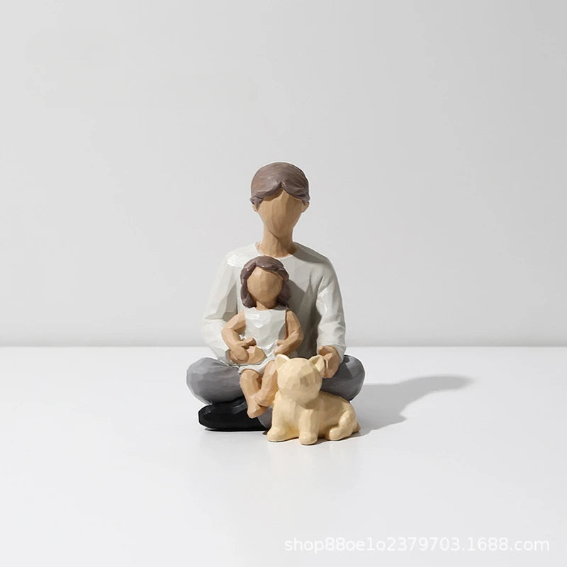 figurines familiales moderne résine blanche gris marron épurées minimaliste salon decoration
