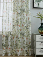 rideau moderne fleuri blanc vert orange beige translucide maison polyester