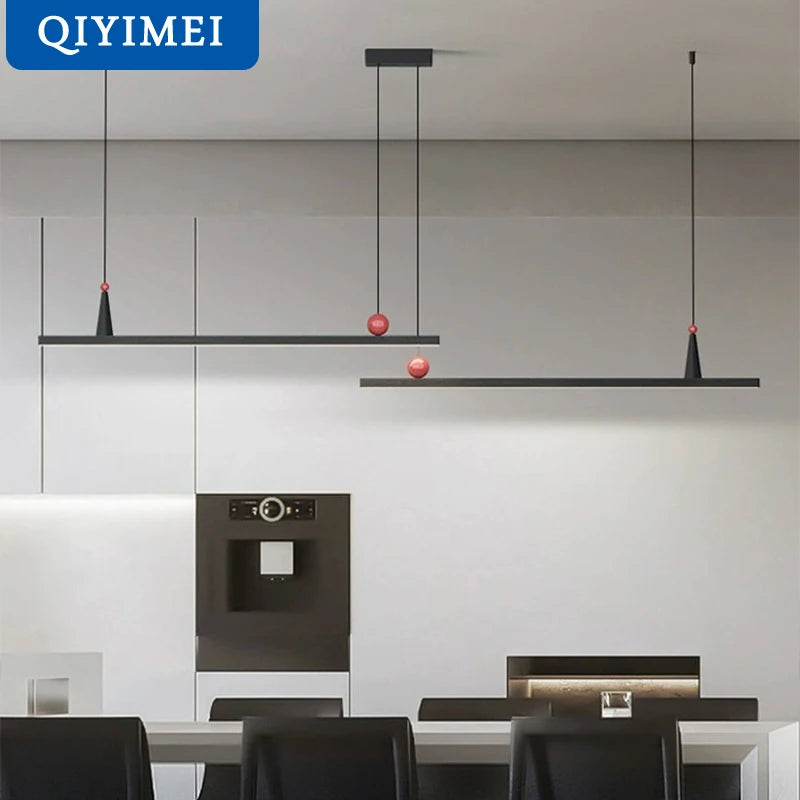 suspension lumineuse moderne minimaliste noir rouge rectangulaire lisse intérieur salon chambre