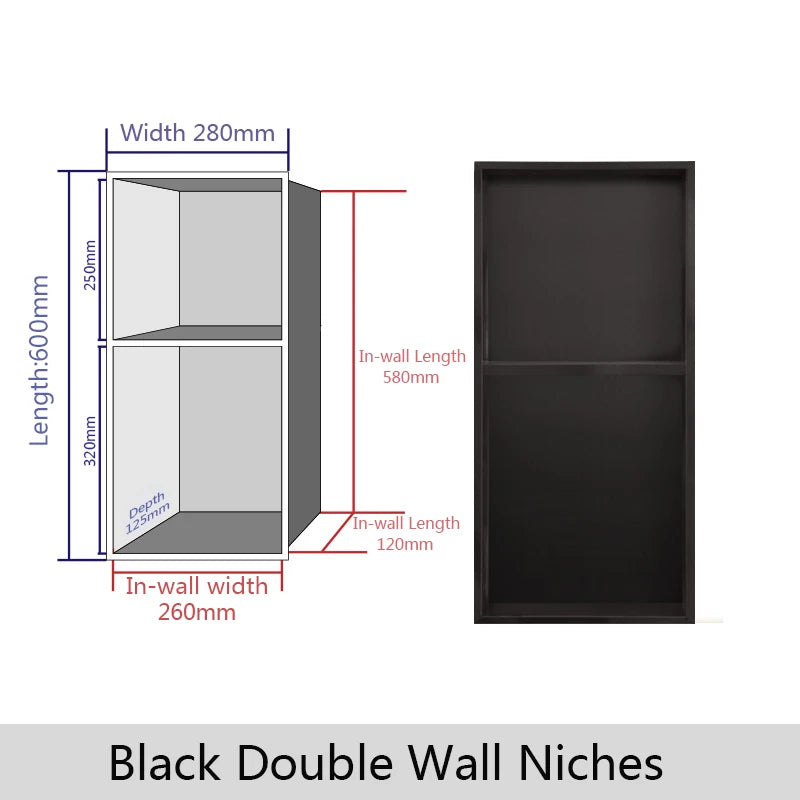 niches murales acier inoxydable noir or trois étages moderne salle bain chambre
