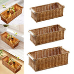 paniers rangement tressés marron poignées bois bohème organisation salle bain cuisine