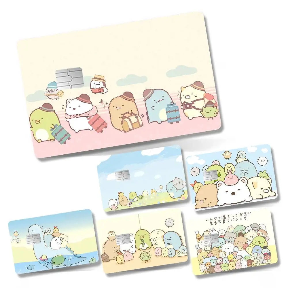 adhésifs décoratifs cartes bancaires dessin animé personnages mignons accessoires beige rose bleu vert marron