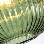suspension lumineuse moderne vert gris doré rayures verticales opacité câble noir salon chambre étude
