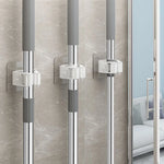 porte balai mural adhésif blanc gris support nettoyage multiple PVC respectueux environnement fixe mur