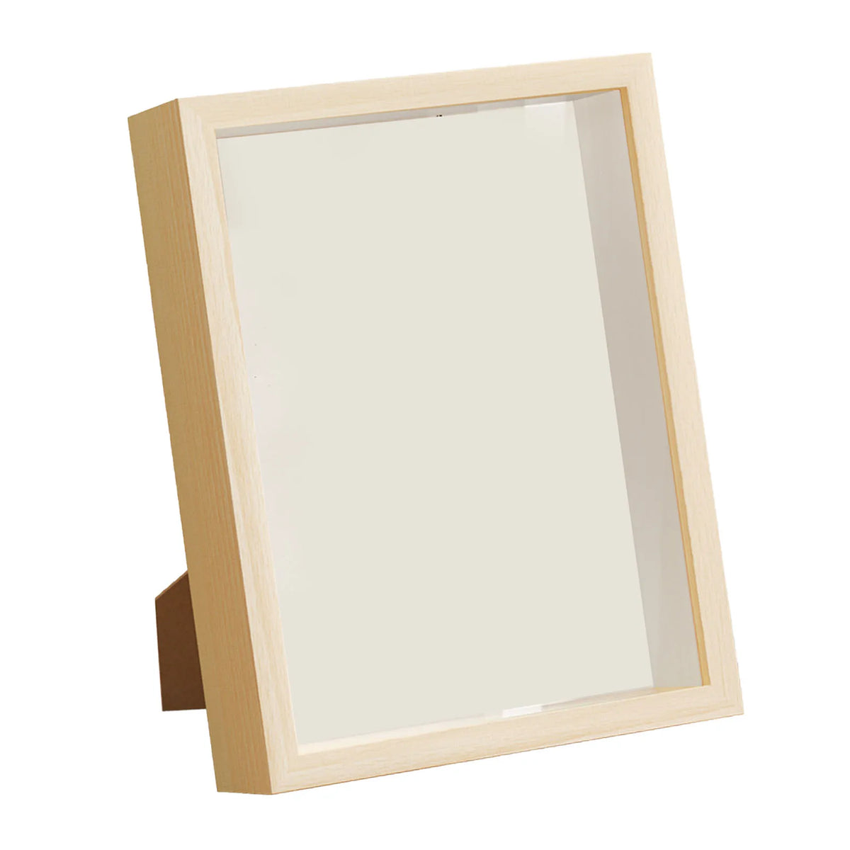 cadre photo bois fleurs séchées feuilles grains maïs plumes fond blanc minimaliste classique transparent
