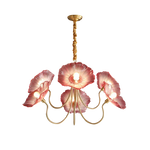 lustre moderne or rouge blanc feuilles florales translucides chambre salon
