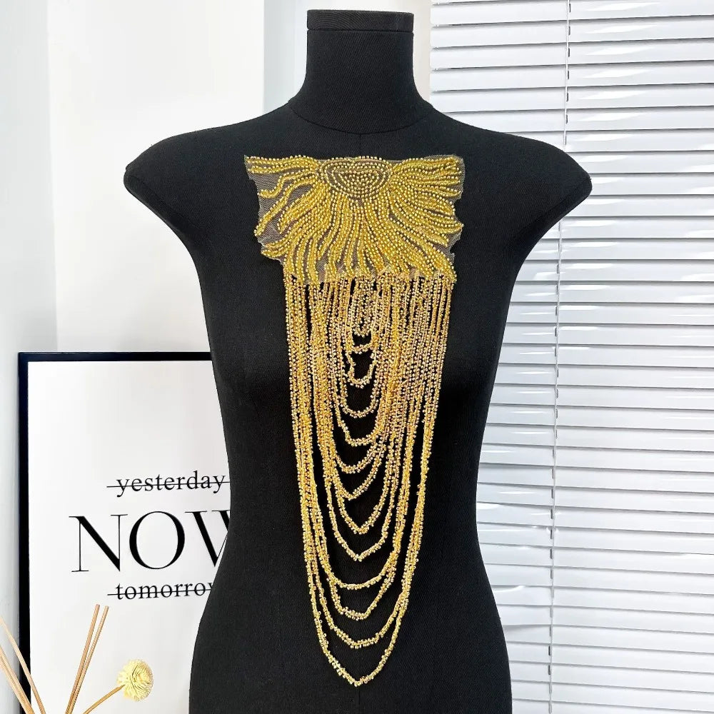 accessoire textile broche franges argenté noir doré élégant chic amovible decoration