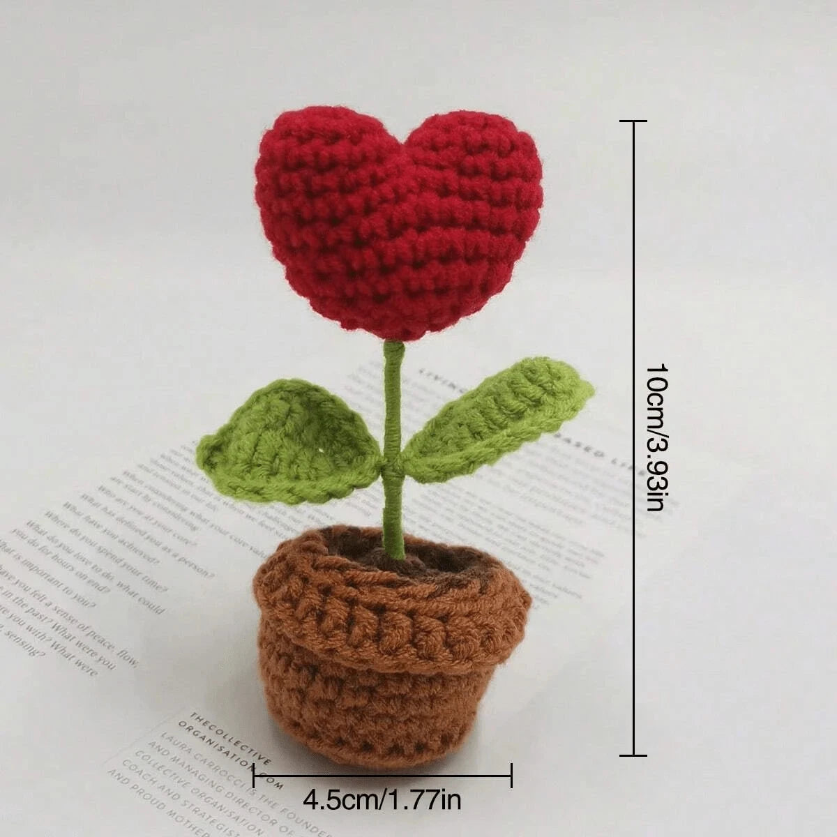 plante artificielle crochetée pot rouge feuilles vertes intérieur décoration mariage anniversaire