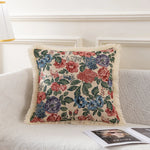 taies d'oreiller jacquard vintage motif floral multicolore coton polyester adhésif lit maison
