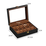 boîtes montres marron foncé compartiments classiques poignées dorées écologiques rangement voyage