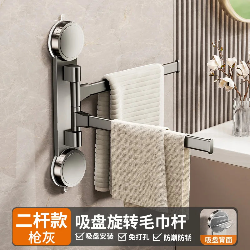porte serviettes pliable murale alliage aluminium ventouse moderne gris lisse salle bain cuisine réglable