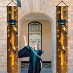 rideau porte fête diplômes étoiles or rubans caps académique clips