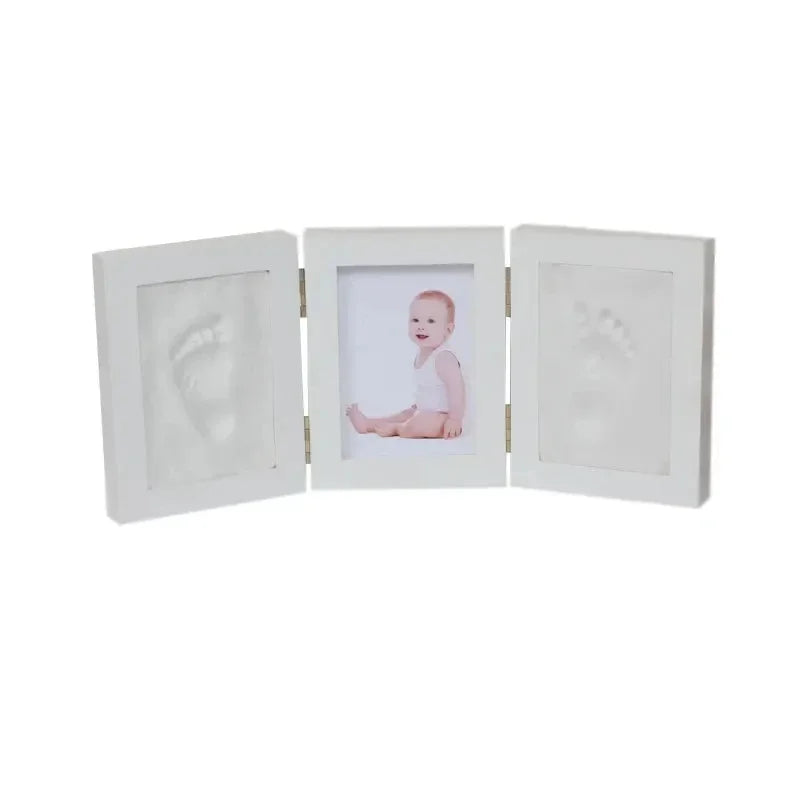 cadre photo pliable blanc empreintes mains pieds adhésif classique bébé souvenir croissance
