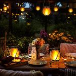 lanterne solaire rechargeable flamme 3d moderne noire orange camping patio décoration