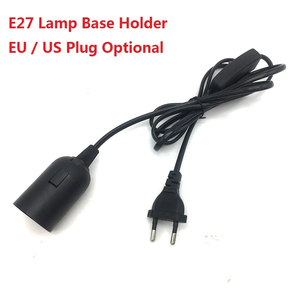 support ampoule e27 noir moderne commutateur câble prise eu certifié led