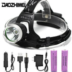 lampe frontale led super lumineuse modes étanche phares t6 camping pêche randonnée chargeur usb