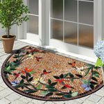 tapis d'entrée moderne vert feuilles antidérapant polyester extérieur salon 40cm 60cm