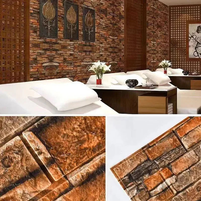 décoration murale adhésive brique texture moderne panneau noir rose marron rustique