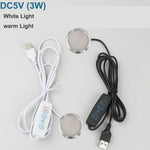 Spot lumineux LED moderne câble USB blanc noir ajustable luminosité 45mm 8mm
