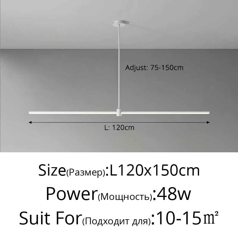 Lampe suspendue métal moderne design linéaire salon bureau chambre restaurant éclairage indirect élégante